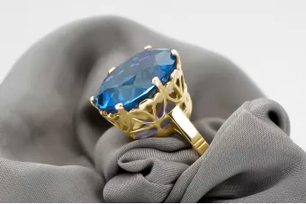 Anillo Artesanía vintage Aguamarina Oro amarillo de 14 quilates vrc130y